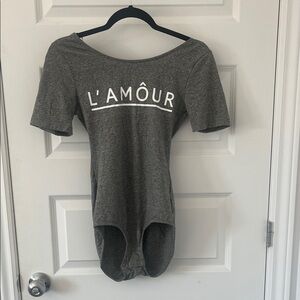 H&M Grey 'L'AMOUR' Short Sleeve Women's Bodysuit
